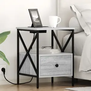 vidaXL Cabinet de chevet avec tiroir Sonoma gris 41.5 x 40.5 x 55 cm pas cher