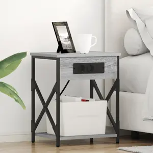 vidaXL Cabinet de chevet Gris sonoma 41 x 31 x 51 cm Bois d'ingénierie pas cher
