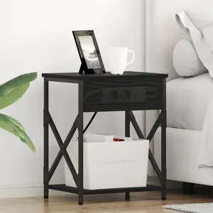 vidaXL Cabinet de chevet Chêne Noir 41 x 31 x 51 cm Bois d'ingénierie pas cher