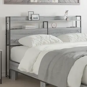 vidaXL Tête de lit de rangement Gris sonoma 150 cm Bois d'ingénierie pas cher