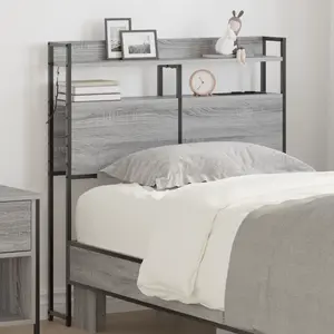 vidaXL Tête de lit de rangement Gris sonoma 80 cm Bois d'ingénierie pas cher