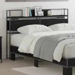 vidaXL Tête de lit de rangement Chêne noir 135 cm Bois d'ingénierie pas cher