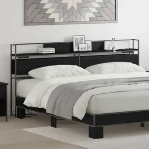 vidaXL Tête de lit de rangement Chêne noir 200 cm Bois d'ingénierie pas cher