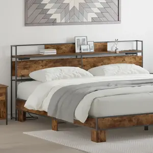 vidaXL Tête de lit de rangement Chêne fumé 200 cm Bois d'ingénierie pas cher