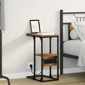 vidaXL Table de chevet avec tiroir Chêne fumé 41.5 x 26 x 60.5 cm pas cher