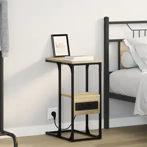 vidaXL Cabinet de chevet avec tiroir Chêne sonoma 41.5 x 26 x 60.5 cm pas cher
