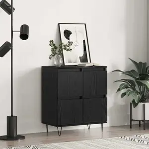 vidaXL Buffet avec stockage avec porte Noir 60 x 35 x 70 cm Bois d'ing... pas cher