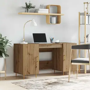 vidaXL Bureau chêne artisanal 140 x 50 x 75 cm Bois d'ingénierie pas cher