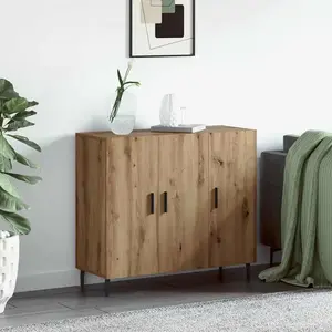 vidaXL Buffet Chêne artisanal 90 x 34 x 80 cm Bois d'ingénierie pas cher