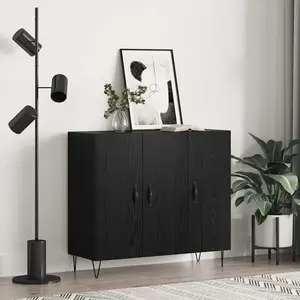 vidaXL Buffet Chêne noir 90 x 34 x 80 cm Bois d'ingénierie pas cher