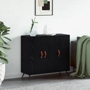vidaXL Buffet Noir 90 x 34 x 80 cm Bois d'ingénierie pas cher