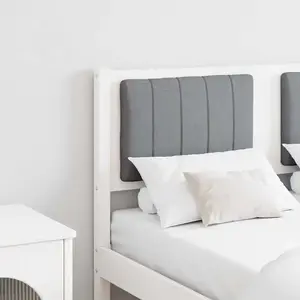 vidaXL Vidaxl Tête De Lit Capitonnée Blanc 120 Cm Bois De Pin Massif Et Tissu pas cher