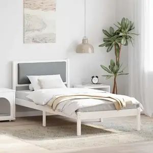vidaXL Cadre de lit Gris clair 100 x 200 cm Pin massif pas cher