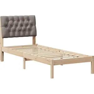 vidaXL Cadre de lit avec tête de lit rembourrée Marron 75 x 190 cm pas cher