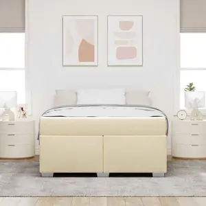 vidaXL Cadre de lit Autre Crème 160 x 200 cm tissu pas cher