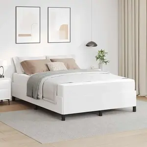 vidaXL Cadre de lit avec matelas Blanc 140 x 190 cm Faux cuir pas cher