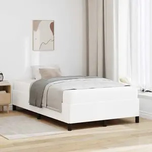 vidaXL Cadre de lit avec matelas Blanc 120 x 190 cm Faux cuir pas cher