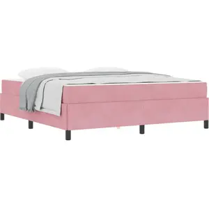 vidaXL Cadre de lit Autre Rose et blanc 180 x 200 cm Velours pas cher