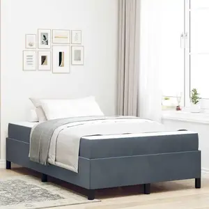 vidaXL Cadre de lit Autre Gris foncé et Blanc 120 x 190 cm Velours pas cher