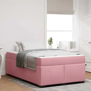 vidaXL Cadre de lit avec matelas Autre Rose 120 x 190 cm Velours pas cher