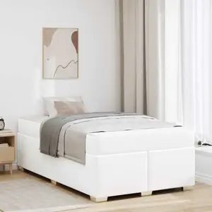 vidaXL Cadre de lit Autre Blanc 120 x 190 cm Faux cuir pas cher