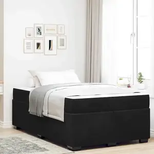 vidaXL Cadre de lit avec matelas Autre Noir 120 x 190 cm Velours pas cher
