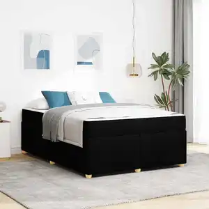vidaXL Cadre de lit avec matelas Autre Noir 140 x 200 cm tissu pas cher