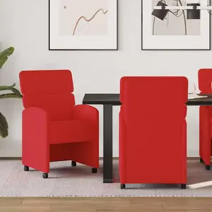Comparateur de prix : vidaXL Chaises de Salle à Manger avec Roues 2 pcs Rouge Simili cuir