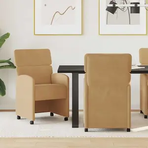 vidaXL Chaises de Salle à Manger avec Roues 2 pcs Marron Velours pas cher