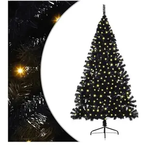 vidaXL Sapin de Noël artificiel pré-éclairé Noir 180 cm PVC pas cher