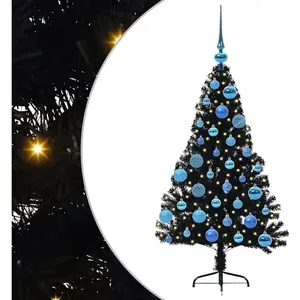 vidaXL Sapin de Noël artificiel pré-éclairé Noir 120 cm PVC pas cher