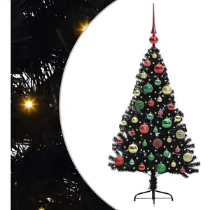 vidaXL Sapin de Noël artificiel pré-éclairé Noir 120 cm PVC pas cher