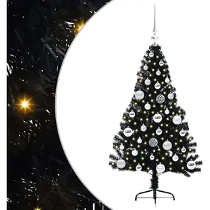vidaXL Sapin de Noël artificiel pré-éclairé Noir 120 cm PVC pas cher
