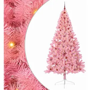 vidaXL Sapin de Noël artificiel pré-éclairé Rose 240 cm PVC pas cher