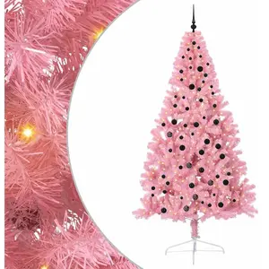 vidaXL Sapin de Noël artificiel pré-éclairé Rose 240 cm PVC pas cher