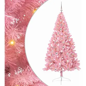 vidaXL Sapin de Noël artificiel pré-éclairé Rose 240 cm PVC pas cher