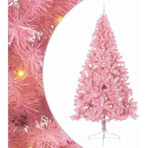 vidaXL Sapin de Noël artificiel pré-éclairé Rose 240 cm PVC pas cher