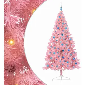 vidaXL Sapin de Noël artificiel pré-éclairé Rose 240 cm PVC pas cher