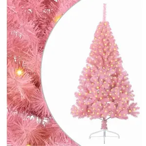vidaXL Sapin de Noël artificiel pré-éclairé Rose 180 cm PVC pas cher