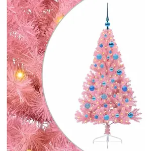 vidaXL Sapin de Noël artificiel pré-éclairé Rose 150 cm PVC pas cher