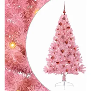 vidaXL Sapin de Noël artificiel pré-éclairé Rose 150 cm PVC pas cher