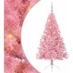 vidaXL Sapin de Noël artificiel pré-éclairé Rose 150 cm PVC pas cher