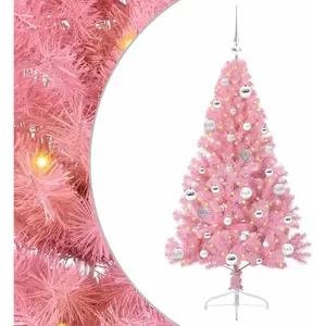 vidaXL Sapin de Noël artificiel pré-éclairé Rose 150 cm PVC pas cher