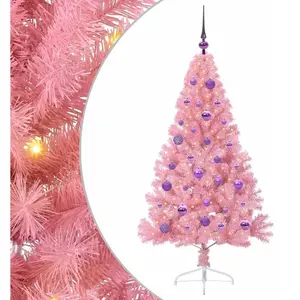vidaXL Sapin de Noël artificiel pré-éclairé Rose 150 cm PVC pas cher