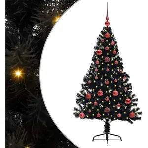 vidaXL Sapin de Noël artificiel pré-éclairé Noir 120 cm PVC pas cher
