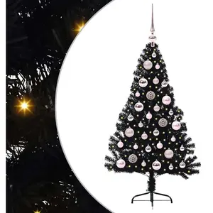 vidaXL Sapin de Noël artificiel pré-éclairé Noir 120 cm PVC pas cher