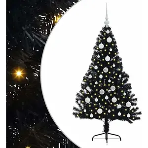 vidaXL Sapin de Noël artificiel pré-éclairé Noir 120 cm PVC pas cher