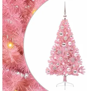 vidaXL Sapin de Noël artificiel pré-éclairé Rose 120 cm PVC pas cher