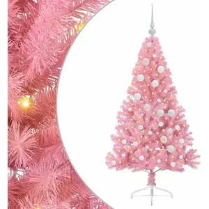 vidaXL Sapin de Noël artificiel pré-éclairé Rose 120 cm PVC pas cher