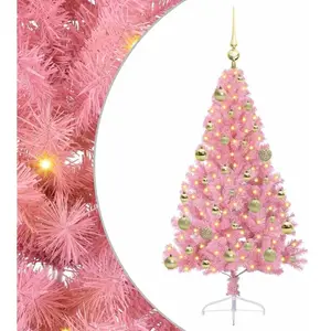 vidaXL Sapin de Noël artificiel pré-éclairé Rose 120 cm PVC pas cher